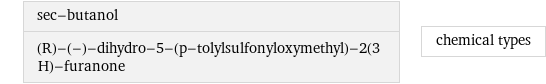 sec-butanol (R)-(-)-dihydro-5-(p-tolylsulfonyloxymethyl)-2(3 H)-furanone | chemical types