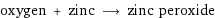 oxygen + zinc ⟶ zinc peroxide