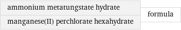 ammonium metatungstate hydrate manganese(II) perchlorate hexahydrate | formula