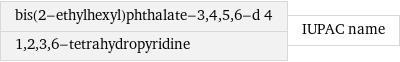 bis(2-ethylhexyl)phthalate-3, 4, 5, 6-d 4 1, 2, 3, 6-tetrahydropyridine | IUPAC name