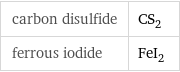 carbon disulfide | CS_2 ferrous iodide | FeI_2