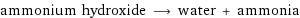 ammonium hydroxide ⟶ water + ammonia