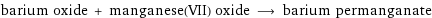 barium oxide + manganese(VII) oxide ⟶ barium permanganate