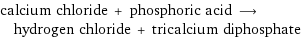 calcium chloride + phosphoric acid ⟶ hydrogen chloride + tricalcium diphosphate