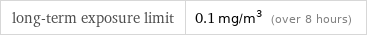 long-term exposure limit | 0.1 mg/m^3 (over 8 hours)