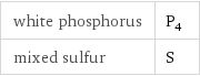 white phosphorus | P_4 mixed sulfur | S