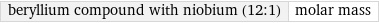 beryllium compound with niobium (12:1) | molar mass