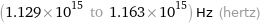 (1.129×10^15 to 1.163×10^15) Hz (hertz)
