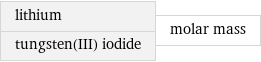 lithium tungsten(III) iodide | molar mass