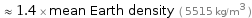  ≈ 1.4 × mean Earth density ( 5515 kg/m^3 )