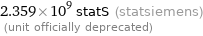 2.359×10^9 statS (statsiemens)  (unit officially deprecated)