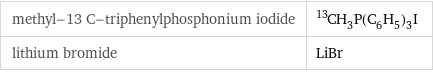 methyl-13 C-triphenylphosphonium iodide | ^13CH_3P(C_6H_5)_3I lithium bromide | LiBr