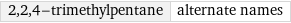 2, 2, 4-trimethylpentane | alternate names