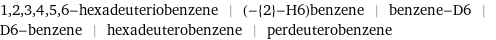 1, 2, 3, 4, 5, 6-hexadeuteriobenzene | (-{2}-H6)benzene | benzene-D6 | D6-benzene | hexadeuterobenzene | perdeuterobenzene