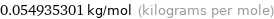 0.054935301 kg/mol (kilograms per mole)