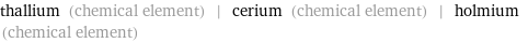 thallium (chemical element) | cerium (chemical element) | holmium (chemical element)