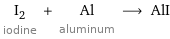 I_2 iodine + Al aluminum ⟶ AlI