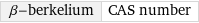 β-berkelium | CAS number