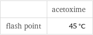  | acetoxime flash point | 45 °C