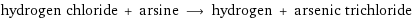 hydrogen chloride + arsine ⟶ hydrogen + arsenic trichloride