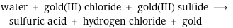 water + gold(III) chloride + gold(III) sulfide ⟶ sulfuric acid + hydrogen chloride + gold