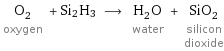 O_2 oxygen + Si2H3 ⟶ H_2O water + SiO_2 silicon dioxide