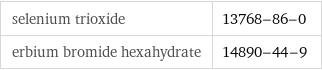 selenium trioxide | 13768-86-0 erbium bromide hexahydrate | 14890-44-9