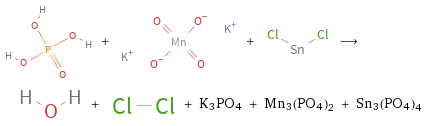  + + ⟶ + + K3PO4 + Mn3(PO4)2 + Sn3(PO4)4