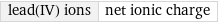 lead(IV) ions | net ionic charge