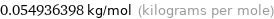 0.054936398 kg/mol (kilograms per mole)