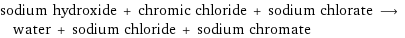 sodium hydroxide + chromic chloride + sodium chlorate ⟶ water + sodium chloride + sodium chromate