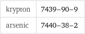 krypton | 7439-90-9 arsenic | 7440-38-2