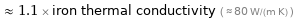  ≈ 1.1 × iron thermal conductivity ( ≈ 80 W/(m K) )