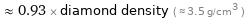  ≈ 0.93 × diamond density ( ≈ 3.5 g/cm^3 )