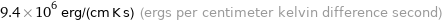 9.4×10^6 erg/(cm K s) (ergs per centimeter kelvin difference second)