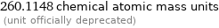 260.1148 chemical atomic mass units  (unit officially deprecated)