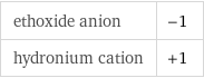ethoxide anion | -1 hydronium cation | +1
